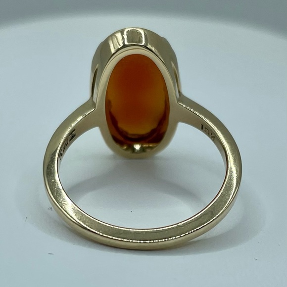 Carved Cameo Solid Yellow Gold 10k Ring - Picture 6 of 11